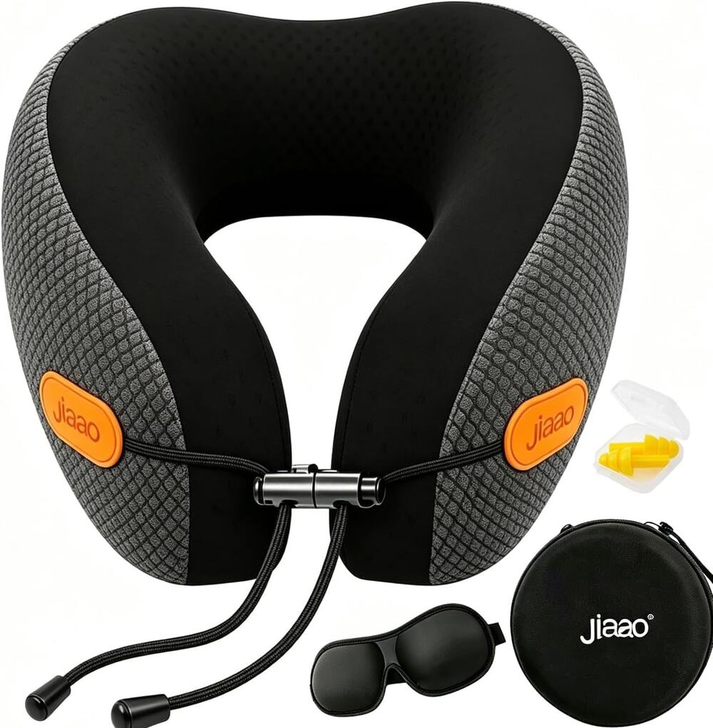 Jiaao Neck Travel Pillow Memory Foam 360° Neck Support Pillows For Airplane